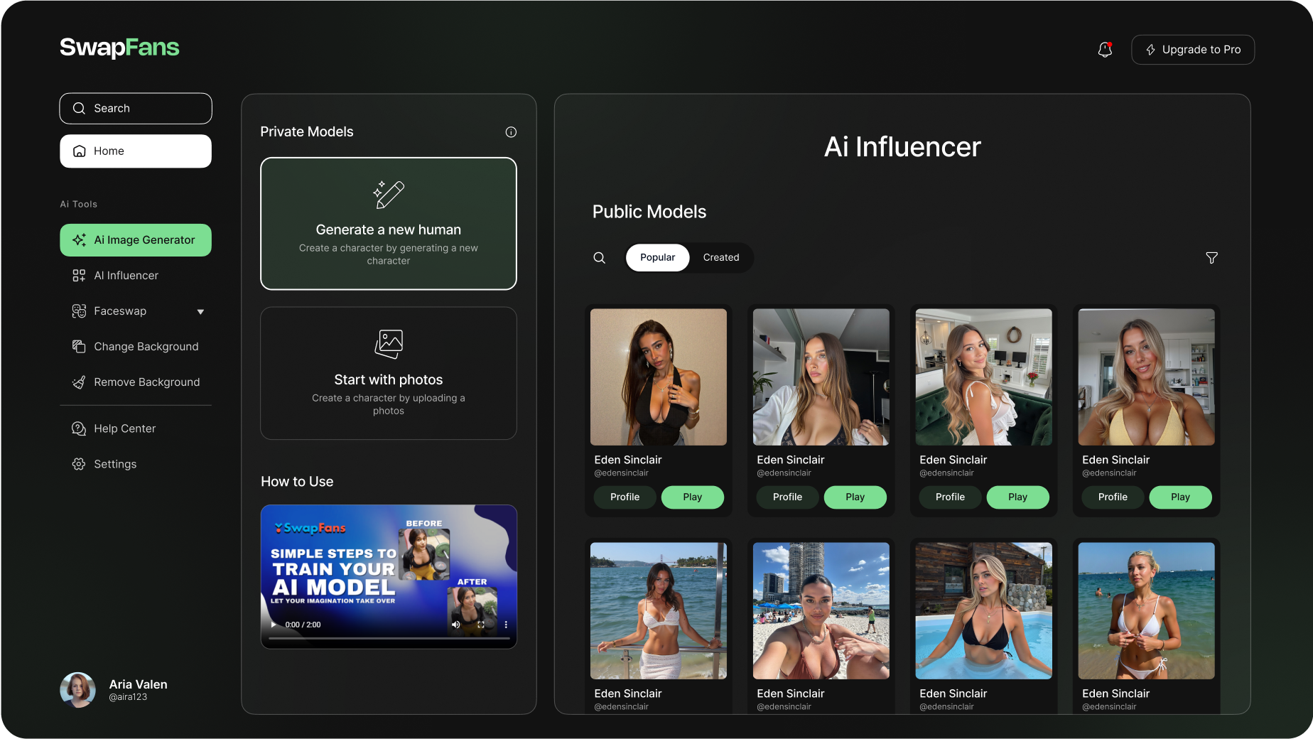 AI Influencer Interface